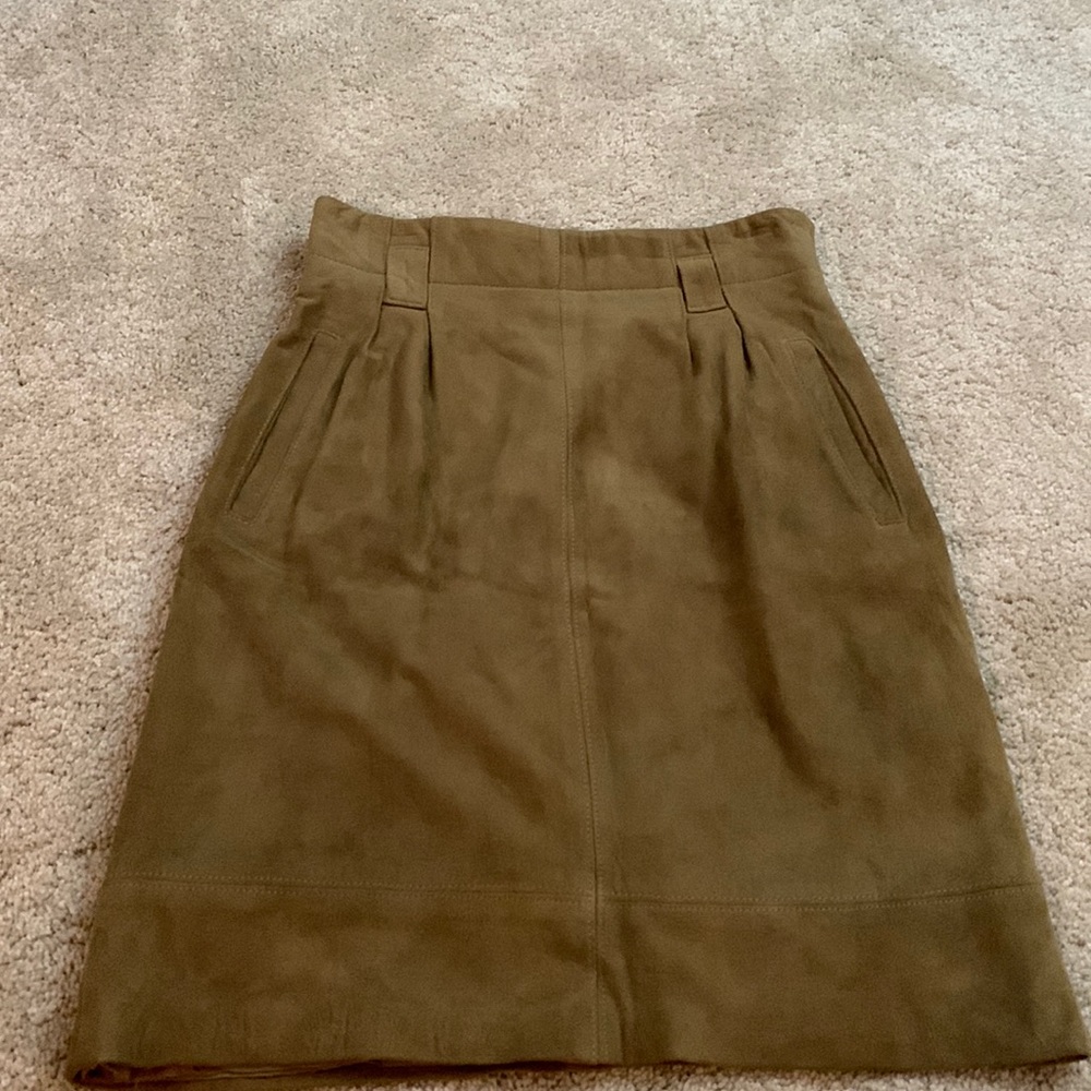 Authentic suede tan midi skirt, high rise, vintage, size 0